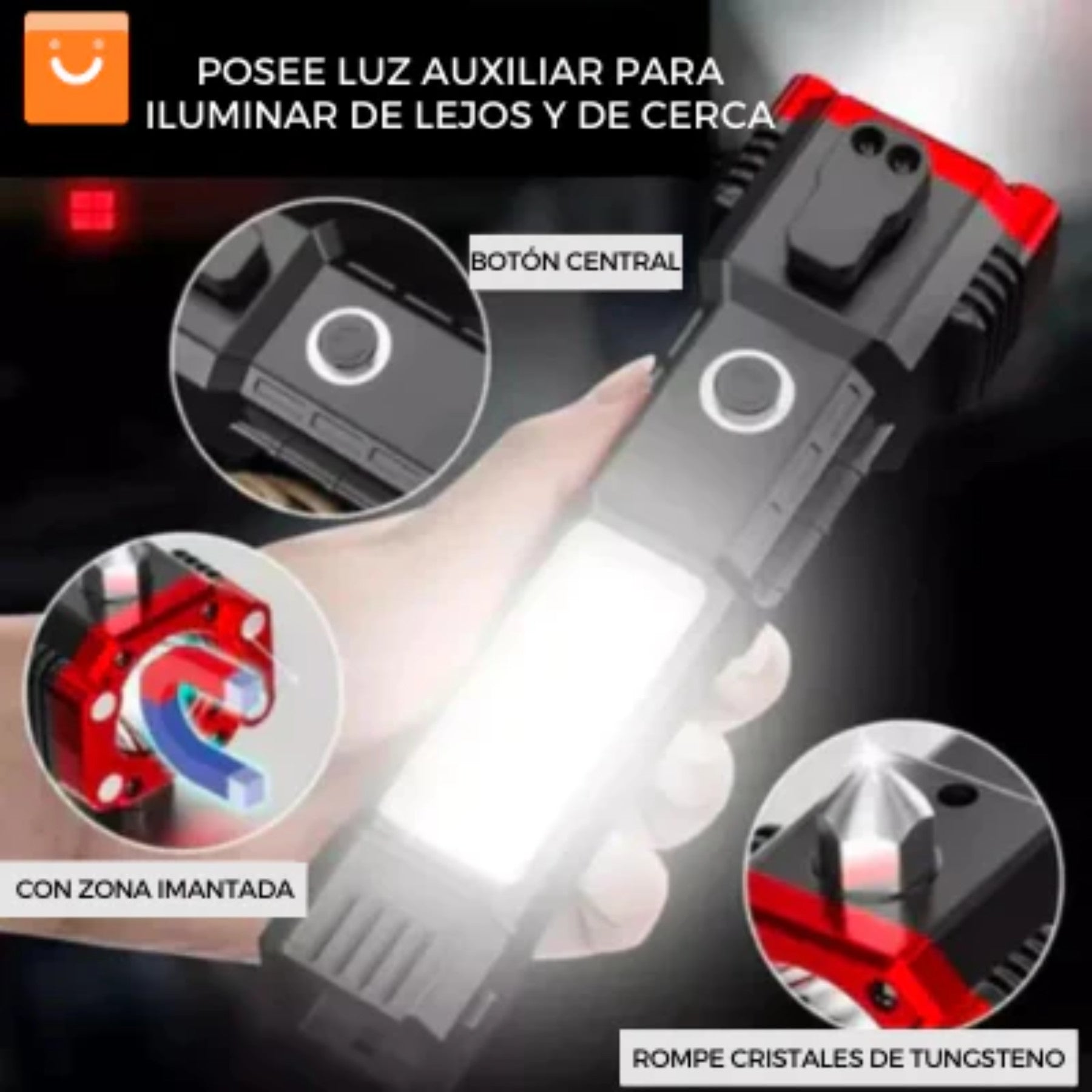 Linterna Multifuncional 4 En 1 Recargable